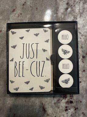 Rae Dunn Just Bee-Cuz notecard set with stickers